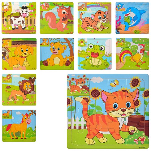 Дерев'яна іграшка Пазли MD 1221 (500шт) тварина, мікс видів, кул., 15-15-0,5 см.