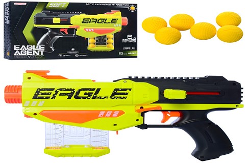 Пістолет 392 (12шт) 33см, м'які кулі-кульки 6шт, 2см, в кор-ці, 36-21-6,5см