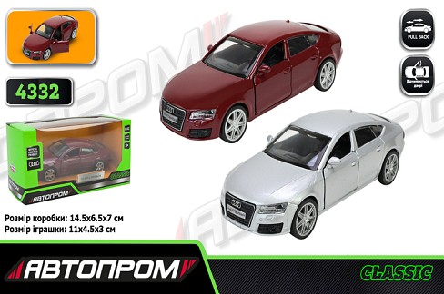 Машина мет. АВТОПРОМ арт. 4332 (96шт/2)  2 кольори 1:43 Audi A7 Sportback, батар,світло,звук,відкр.д