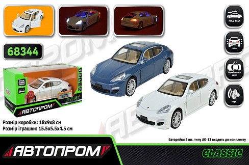 Машина мет. АВТОПРОМ арт. 68344 (48шт/2),1:32  Porsche Panamera S ,батар,  світ.,звук,відкр..двері,