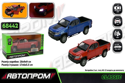Машина мет. АВТОПРОМ арт. 68442 (48шт/2)1:31 Chevy Colorado ZR2,батар, світло,звук,відкр..двері,коро