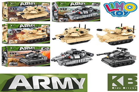 Конструктор KB 185 (36шт) танк, фігурки, від 273 дет., в кор.,4 шт.(4 види) в диспл.,28,5-21,5-24 см