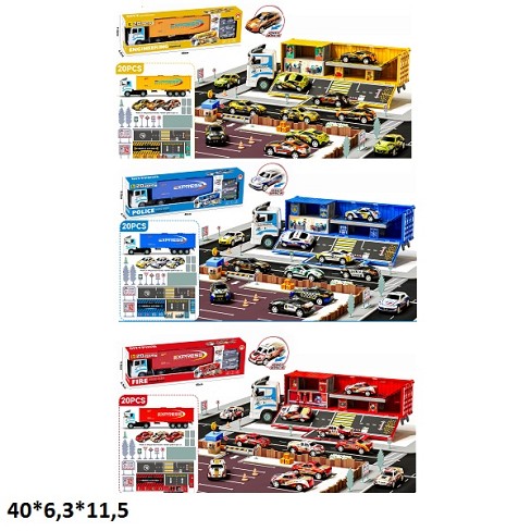 Трейлер-паркінг ABL887-20/21/22 спецслужби з метал.машинками(3шт.),3в.кор.40*6,3*11,5 /72/