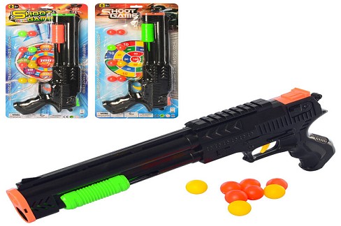 Пістолет 336-2 (108шт) 33см, кулі-кульки, 8шт, мішень, 2 види, мікс кольорів, на листі, 17,5-39-3см