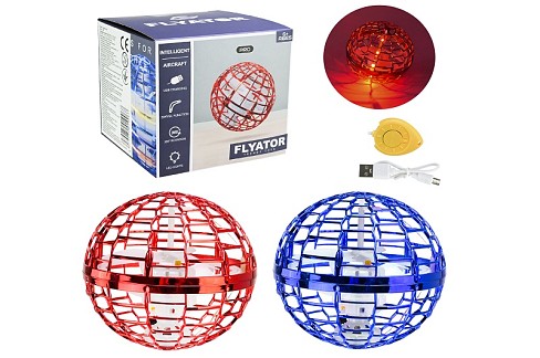 Літаюча куля 368 (50шт/2) 2кольори, світло,usb-заряд,  в кор. – 10*10*9.5 см, р-р іграшки – 9.5 см