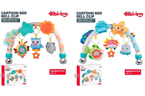 Підвіска 6079-6080 (18шт) дуга на коляску, 40-36-5см, підвіски 3шт (м'які, брязкальце, пискавка), шу