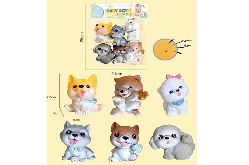 Іграшка для купання YF002-7 (96шт) собака, 7,5см, набір 6шт, у пакеті, 21-23-4см