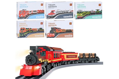 Конструктор JK801-2-3-4-5-6 (18шт) поїзд, від 578дет, 6 видів, в кор-ці, 25-16-5см