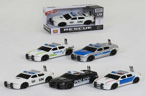 Машина WY 500 A/B/C/D/E (48) 5 видів, інерція, відкривається багажник, світло маячків, звук, в короб