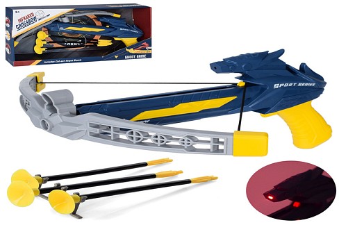 Арбалет 949-8 (36шт) 28-32см, стріли-присоски 3шт, мішень, лазер, бат(таб), кор, 37-21,5-5,5см