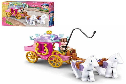 Конструктор SLUBAN M38-B0872 (60шт) карета з кіньми, фігурка,139дет,у кор-ці, 24-19-4,5см