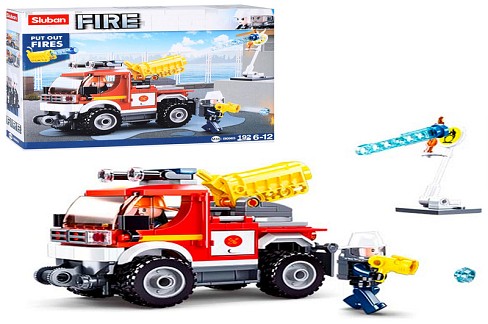 Конструктор SLUBAN M38-B0965 (32шт) пожарная машина, фигурки, 192дет, в кор-ке,28,5-24-5,5см