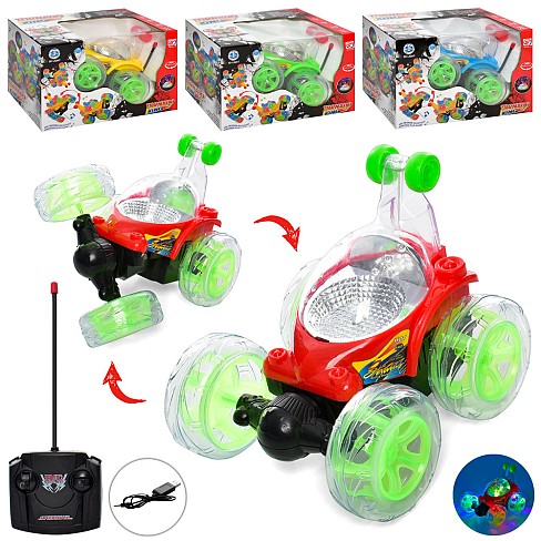 Машинка 3048 (24шт) р/к, акум,18см, трюкова,муз,світло,USBзар,4 кольори, в кор-ці, 29-18-16,5см