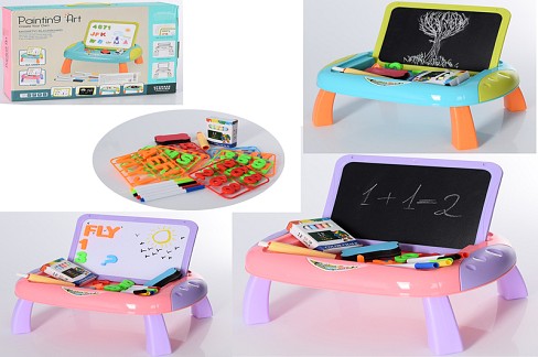 Дощечка 23188-7A-B (36шт) двостороння,столик, цифри, букви(англ), маркери,2кол, в кор-ці, 34-26-7см