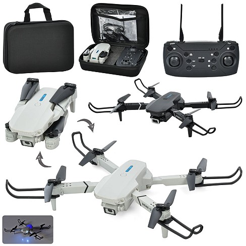 Квадрокоптер E88 (6шт) 32см, р/к, USBзарядне, камера, запасні лопасти, акум, світло, 2 кольори у вал