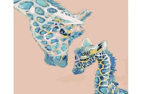 Картина по номерах SY6024 Маленький жираф з мамою", розміром 40х50 см"