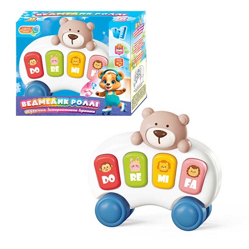 Піаніно Ведмедик Роллі" 10799 (120) "WToys", УКР МОВА, назви тварин та цікаві факти, 8пісень,8казок"