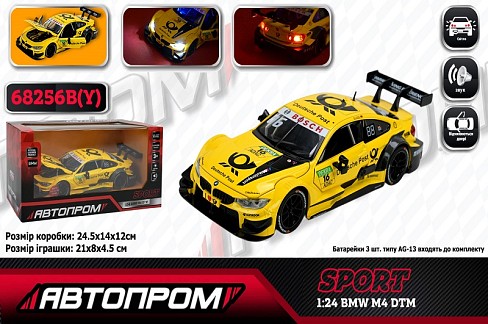 Іграшка машина мет. АВТОПРОМ арт. 68256B(Y) (12шт) 1:24 BMW M4 DTM, батар,світло,звук,відкр.двері,ко