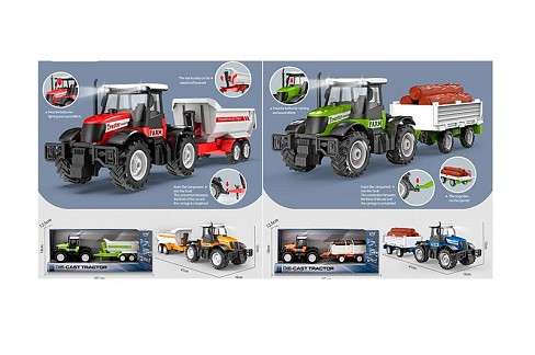 Трактор HT8804-10A (12шт) інерція, з причепом, 41см, звук, 2 види по 2 кольори, бат(табл), в кор-ці,