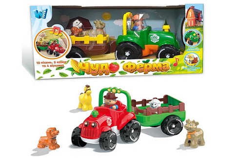 Трактор музичний 37586 (12/2) WToys", УКР. МОВА, підсвічування фар, віршики, казки, пісні"