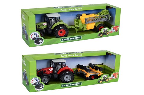 Трактор 8803E-6-7 (18шт) інерція, з причепом, сільськосподарська техніка, рухливі деталі, 2 види (35