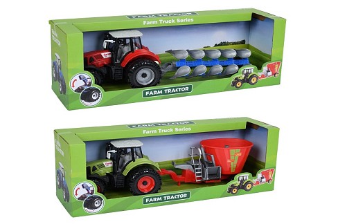 Трактор 8803E-2-8 (18шт) інерція, з причепом, 42см, сільськосподарська техніка, рухливі деталі, 2 ви