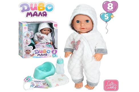 Пупс YL2530R-G-DM-UA (16шт) 30см, п'є-писяє, сенсорний, звук, підгузок, горщик, пляшечка, соска, на