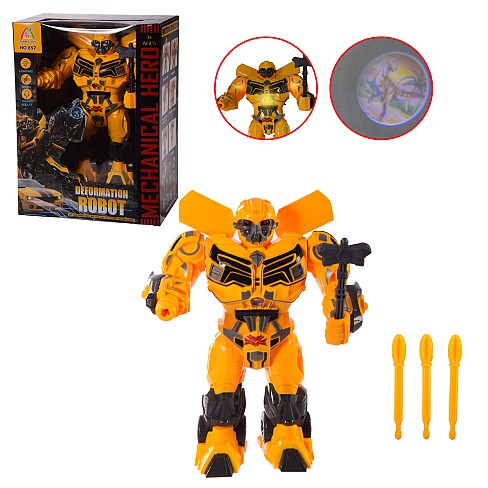 Робот арт. 857 (36шт/2) світло, звук, стріляє снарядами, ходить вперед, проекція зображ, короб - 21*
