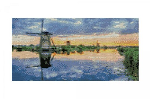 Алмазна картина HX220 Млин на озері", розміром 30х40 см"