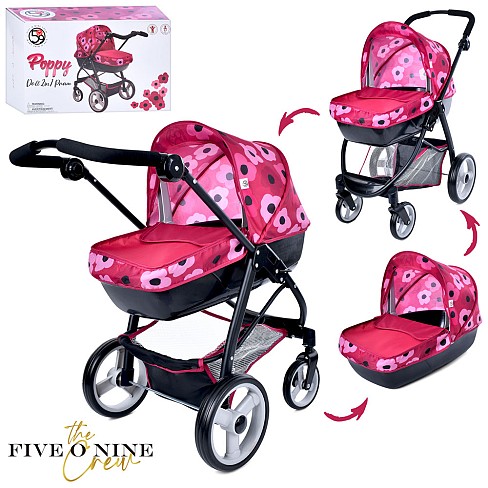 Коляска T726031 (3шт) для ляльки, класика, ш39-д65-в67см, 2в1(люлька-переноска), регул.ручка, корзин