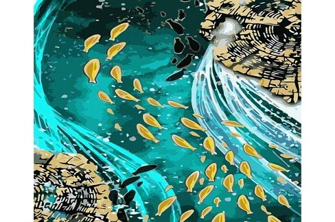 Картина по номерах Течія фантазії Strateg з лаком та рівнем розміром 40х50 см (VA-3409)