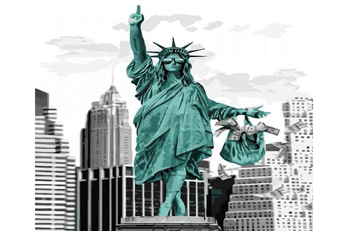 Картина по номерах Статуя нового часу Strateg з лаком та рівнем розміром 40х50 см (VA-3422)