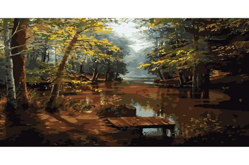 Картина  по номерах Берег річки Strateg з лаком та рівнем розміром 40х50 см (VA-0287)