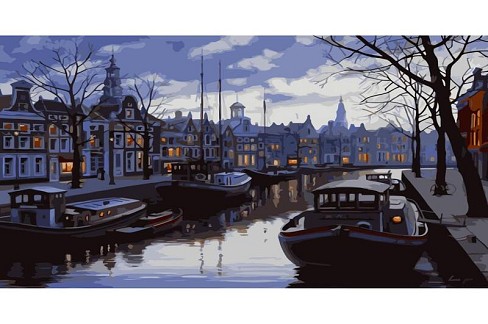 Картина  по номерах Зимове місто Strateg з лаком та рівнем розміром 40х50 см (VA-0304)