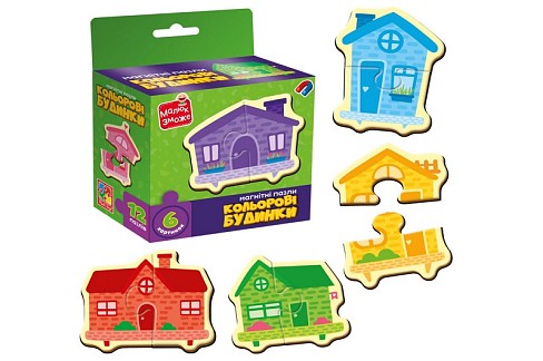 Гра розвиваюча Vladi Toys пазли магнітні Кольорові будинки" VT1733-03"