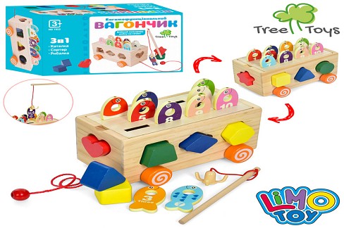 Дерев'яна іграшка Центр розвиваючий MD 1933 (20шт) каталка,риболовля,сортер,в кор-ці,18-12-9см