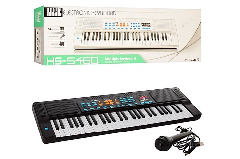 Синтезатор HS5460A (12шт) 54клавіші,мікрофон,запис,муз,USBшнур,на бат-ці,в кор-ці,78-25,5-9,5см
