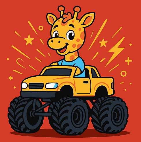 Картина по номерах для дітей Жираф на машині" 25х25см  KHO1305"