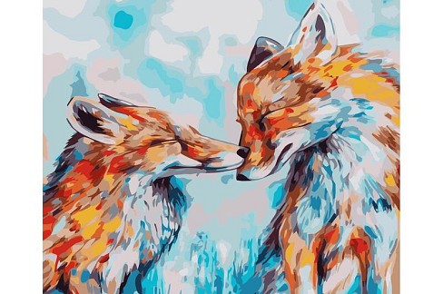 Картина по номерах Лисички Strateg з лаком та рівнем розміром 40х50 см (VA-3651)