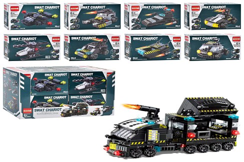 Конструктор HR64УПАК16шт (160шт) військовий транспорт, 45 дет, 16шт (8видів) в дисплеї, 36,5-24-19см