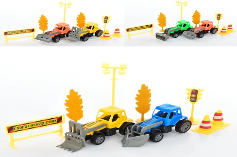 Трактор 680-39 (192шт) 2шт (інерц) 7-10см,знаки,дерева,мікс видів,в кульку,17-14-5см