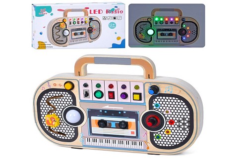 Дерев'яна іграшка Бізіборд MD 1346 (8шт) 2в1(музична гра-магнітофон), 29-18-3см. вмикачі, тумблери,