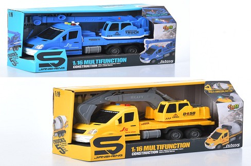 Будтехніка JS133-JS135A (18шт)інерція,29см,1:16,звук,світ, на бат-ці,2 види,в кор-ці, 33-17,5-13см