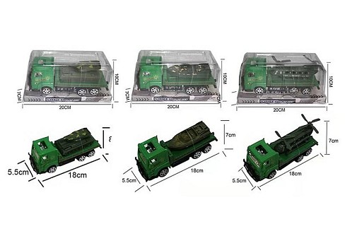 Трейлер арт. 558-928-M3B (192шт/2) військовий, 3види, машина в комплекті, короб. 20*7*10см
