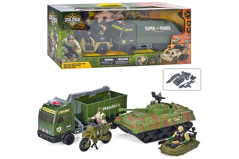 Набір з транспортом ABC11-122-123 (12шт) вйськова техніка, солдат, зброя, 2види, в кор-ці,57,5-23-14