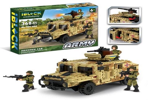 Конструктор IBLOCK арт. PL-921-432 (12шт) ARMY 368дет.,інструкція на укр мові, наліпки комплект кор.