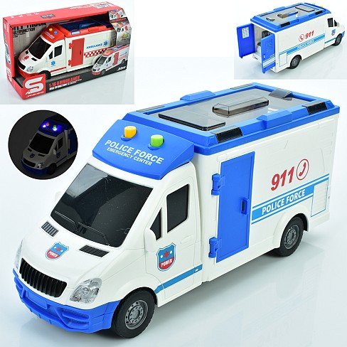 Машина JS126-JS126-A (18шт) 26,5см, 1:16, звук, світло, 2 види(швидка допомога, поліція), на бат-ці