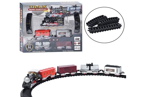 ЗД B0314 (12шт) 66см і 110см, локомотив, вагон 4шт, звук, світло, на бат-ці, в кор-ці, 41-35,5-6см