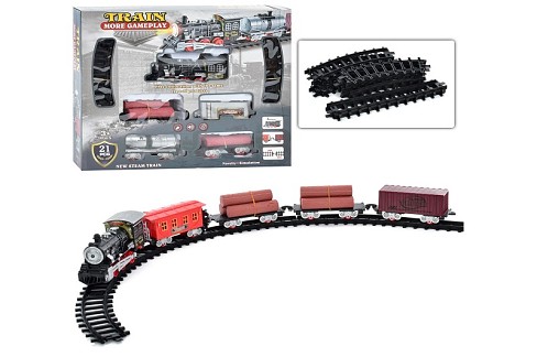 ЗД B0314-1-2 (18шт) 66см і 110см, локомотив, вагон 4шт, звук, світло, 2види, бат., в кор-ці, 41-36-6