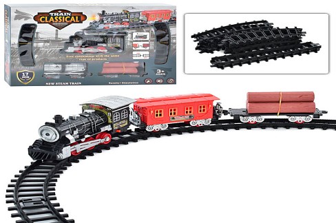 Залізниця Y0309-1-2 (24шт) 66см і 88см,локоматив,вагон2шт,звук,світло,2 види,бат., в кор-ці,41,